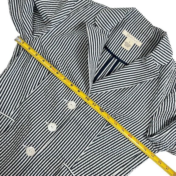 Sandro Seersucker Navy White Cotton Blazer - Picture 5 of 8